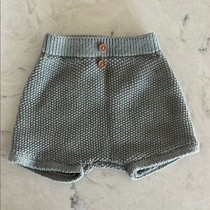 Quincy Mae Sage Knit Baby Shorts with Button Detail